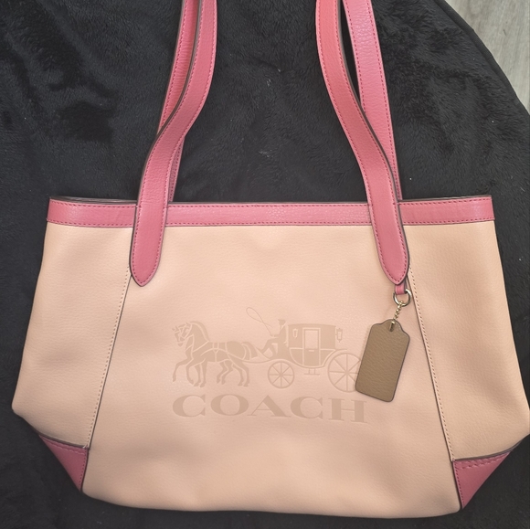 Coach Pink and Cream Tote with Leather Charm - Picture 11 of 11